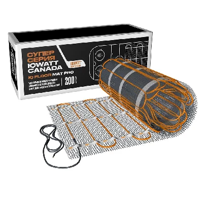 Теплый пол под плитку IQ FLOOR MAT PRO 200 Вт/м.кв - 7.0m2 IQWatt (Канада)