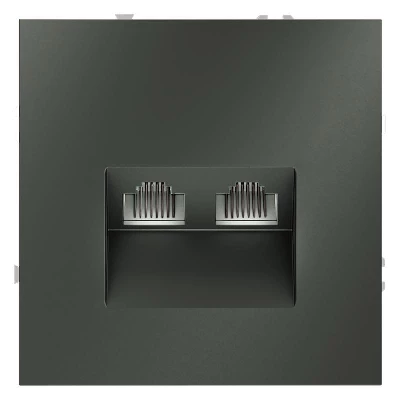 Розетка компьютерная 2-м СП S70 RJ45 + RJ45 кат.6 механизм титан Voltum VLS060206