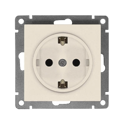 Розетка 1-м СП Афина 16А IP20 с заземл. механизм сл. кость (ivory) Universal A0028-I
