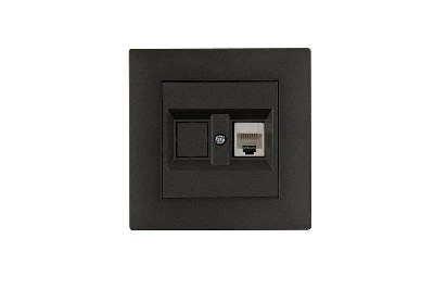 Розетка компьютерная CAT 5+гнездо Karea RIZZ STAR дым. металлик Makel 88050035