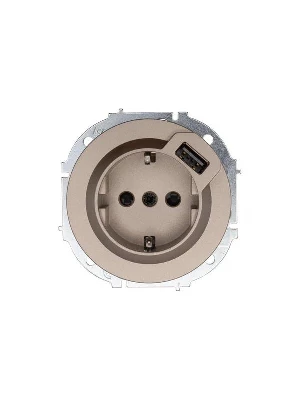Розетка 1-м СП OSEN с заземл. + USB разъем механизм титан LEZARD 743-3788-181