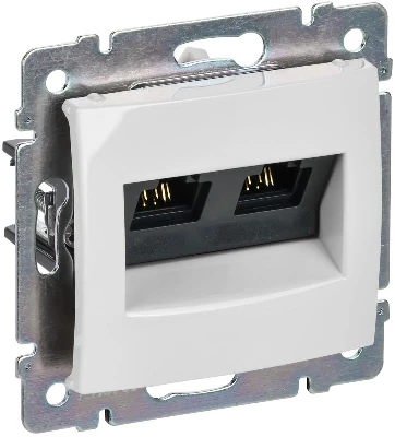 Розетка компьютерная 2-м СП Valena RJ45 кат.5E UTP на захватах механизм бел. IEK 774231