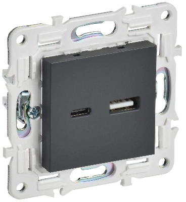 Розетка USB A+C 18Вт SKANDY SK-R13T титан IEK SK-U22-018-K48