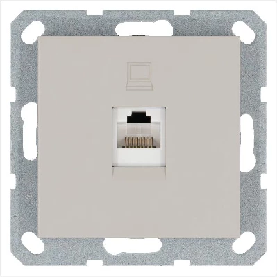 Розетка компьютерная 1-м RJ45 IP20 кат. 5E механизм тауп Jasmart G6105T