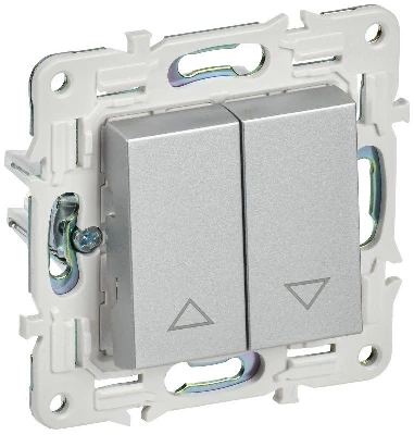 Выключатель жалюзи SKANDY 10А SK-V12S серебр. IEK SK-V15-0-10-K23