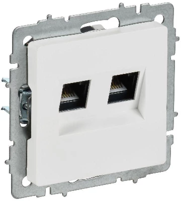 Розетка компьютерная 2-м СП BRITE РК10-2-БрАБ RJ45 кат.5E механизм арктич. бел. IEK BR-K20-1-K91