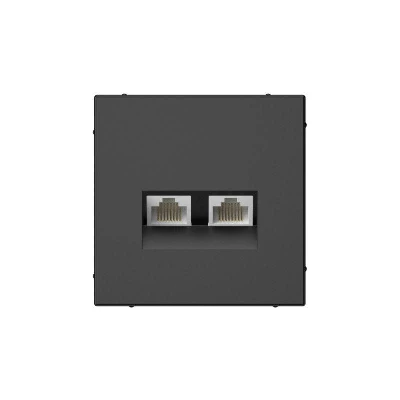 Розетка компьютерная 2-м ArtGallery RJ45 + RJ45 кат.5E механизм базальт SE GAL001485