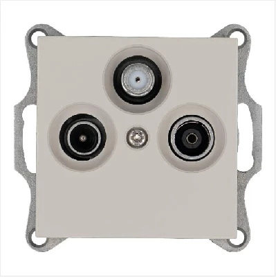 Розетка телевизионная оконечная TV + FM + SAT 3-м Ф9.5мм механизм тауп Jasmart G6206T