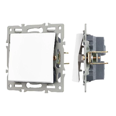 Механизм выключателя одноклавишный проходной SWT-MKP1-PL-WH (250В 16А) Arlight 043714