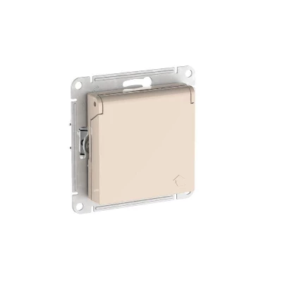 Розетка AtlasDesign 16А IP20 с заземл. защ. шторки с крышкой быстрозажим. клем. механизм беж. SE ATN000246S