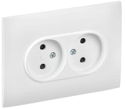 Розетка 2-м SKANDY 10А без заземл. защ. шторки в сборе SK-R09W арктич. бел. IEK SK-R23-10-K01-F