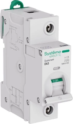 Выключатель автоматический 1п D 63А 10кА Systeme9 230В 27мм SE S9H33163