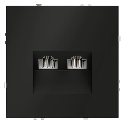 Розетка компьютерная 2-м СП S70 RJ45 + RJ45 кат.6 механизм черн. матов. Voltum VLS060208