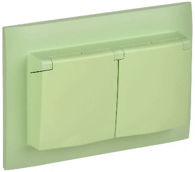 Розетка 2-м SKANDY 16А IP44 с крышкой в сборе SK-R12G мятный IEK SK-R26-16-44-K06-F
