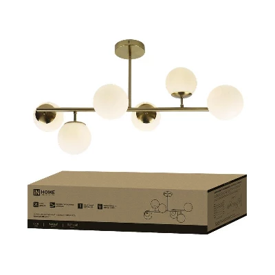 Светильник AURORA LUNA-6G9-LT 6xG9 потолочн. под лампу; плафоны матов./корпус латунный IN HOME 4690612062754