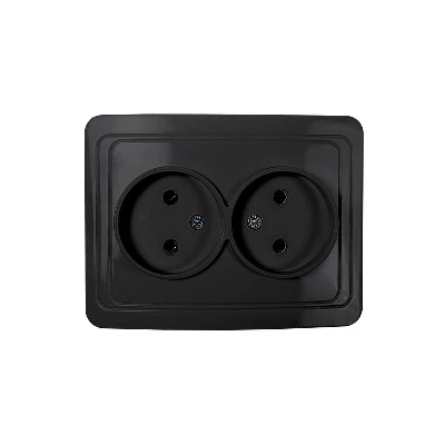 Розетка 2-м CLASSICO 2102B черн. IN HOME 4690612061115