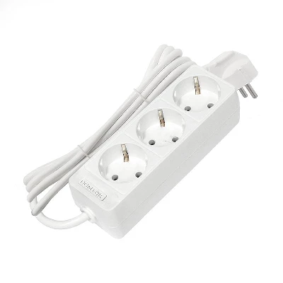 Удлинитель 3х3м с заземл. 10А IP20 2.2кВт ПВС 3х0.75 бел. DOMTOK 2375