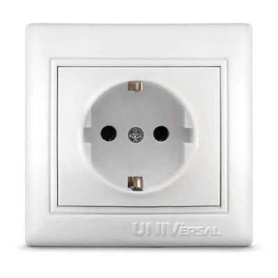 Розетка 1-м СП Севиль 16А IP20 с заземл. бел. UNIVersal С0028