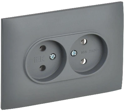 Розетка 2-м SKANDY 10А без заземл. без защ. шторок в сборе SK-R10Gr сер. IEK SK-R20-10-K03-F