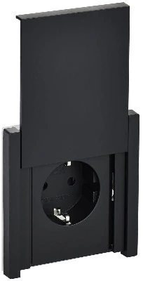 Розетка СП FORTE&PIANO 16А IP44 FP121 с заземл. защ. шторки с крышкой винт. крепл. черн. IEK FP-R16-16-44-K02