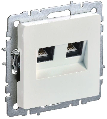 Розетка компьютерная двойн. СП RJ45 кат.6 BRITE РК11-2-БрЖ механизм жемчуж. IEK BR-K20-2-K36