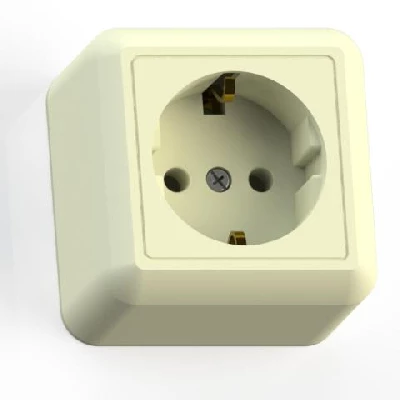Розетка 1-м ОП Оптима РА16-376 16А IP20 с заземл. с монтаж. пластиной сл. кость Кунцево 8036