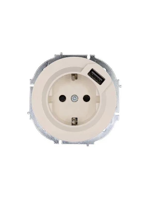 Розетка 1-м СП OSEN с заземл. + USB разъем механизм сл. кость LEZARD 743-9088-181