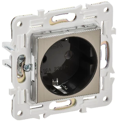 Розетка SKANDY 16А с заземл. без защ. шторок SK-R05N никель IEK SK-R11-16-K50