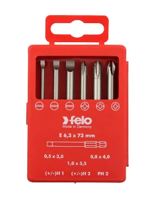 Набор бит SL/H (+/-) Industrial 70мм в кейсе (уп.6шт) Felo 03292716