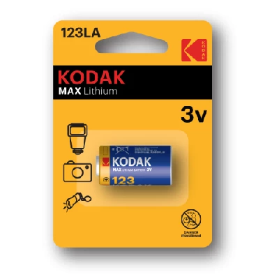 Элемент питания литиевый CR123 3В MAX Lithium (блист.1шт) 30956223-RU1 KODAK Б0005146