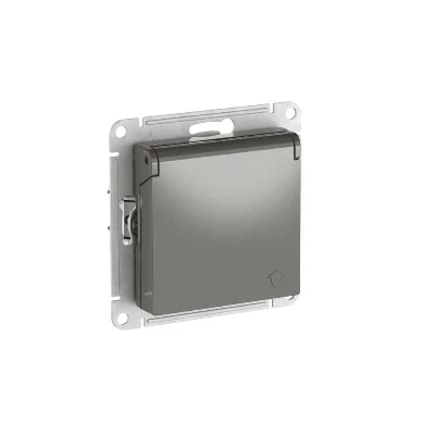 Розетка AtlasDesign 16А IP20 с заземл. защ. шторки с крышкой быстрозажим. клем. механизм сталь SE ATN000946S
