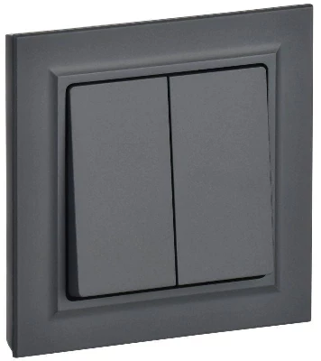 Выключатель 2-кл. СП BRITE ВСР10-2-0-БрГ 10А в сборе графит IEK BR-V20-0-10-K53-F