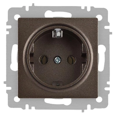 Розетка 1-м СП Accent 6-202-08 16А IP20 250В 2P+E Schuko бронза Intro Б0063699