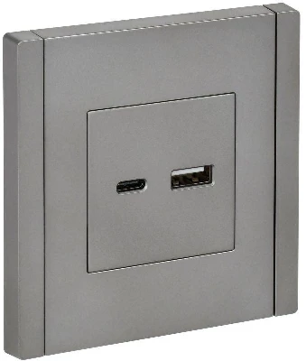 Розетка USB A+C сталь FORTE&PIANO 18Вт FP551 IEK FP-U22-018-K46