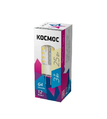 Лампа светодиодная 3Вт 12В G4 3000К КОСМОС LksmLED3wJCG412v30