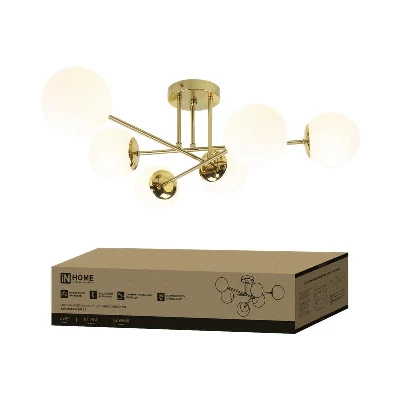Светильник AURORA EASY-6G9-LT 6xG9 потолочн. под лампу; плафоны матов./корпус латунный IN HOME 4690612062792