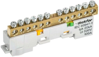 Шина PE "земля" неизол. на универс. держ. 6х9-12-Ж TEKFOR IEK TF-NN10-12-DL-K05