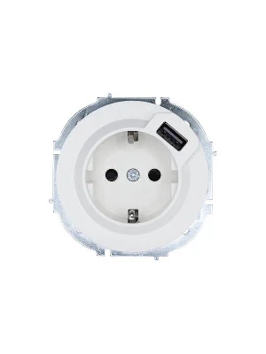 Розетка 1-м СП OSEN с заземл. + USB разъем бел. LEZARD 743-0288-181
