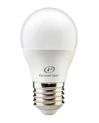 Лампа светодиодная RS LED G45 E27 6W 220-240V 6Вт шар матовая 2700К тепл. бел. E27 600лм 220-240В Ra90 Русский Свет 15010445046