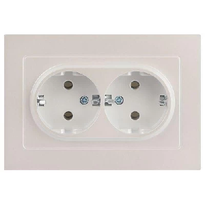 Розетка 2-м СП Accent 6-205-06 16А IP20 250В 2P+E Schuko AL/CU перламутр. Intro Б0063495